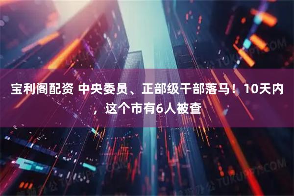 宝利阁配资 中央委员、正部级干部落马！10天内，这个市有6人被查